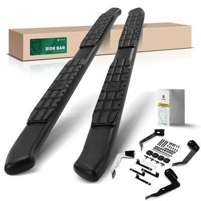4.25 Inch Textured Black Steel Side Step Bars