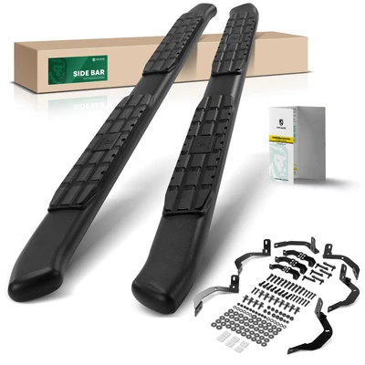 4.25 Inch Textured Black Steel Side Step Bars