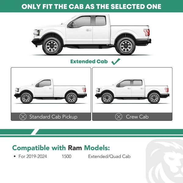 4.25 Inch Textured Black Steel Side Step Bars for 2019-2024 Ram 1500