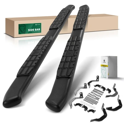 4.25 Inch Textured Black Steel Side Step Bars
