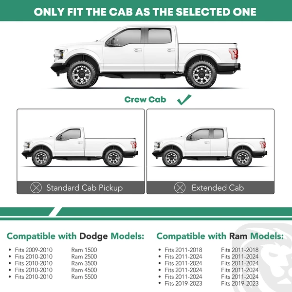 4.25 Inch Textured Black Steel Side Step Bars for Dodge Ram 1500 2500 3500