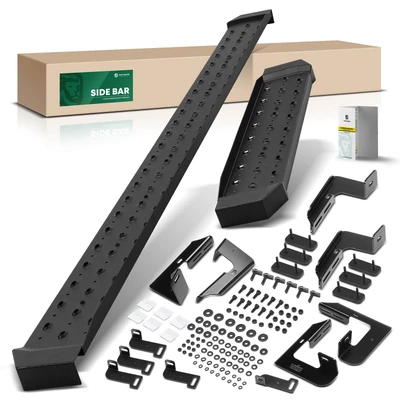 6.5 Inch Textured Black Steel Side Step Bars