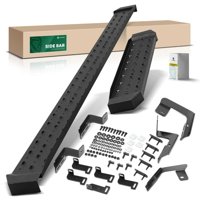 6.5 Inch Textured Black Steel Side Step Bars