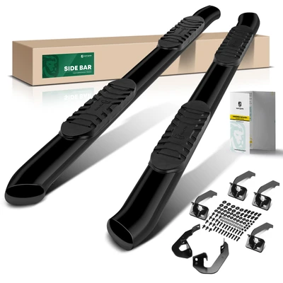 5 Inch Black Steel Oval Bent End Side Step Bars