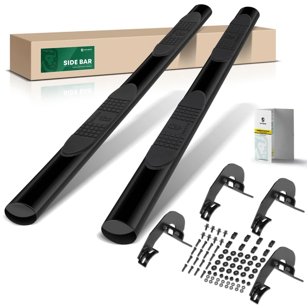 4 Inch Black Steel Oval Straight Side Step Bars for 2004-2008 Ford F-150