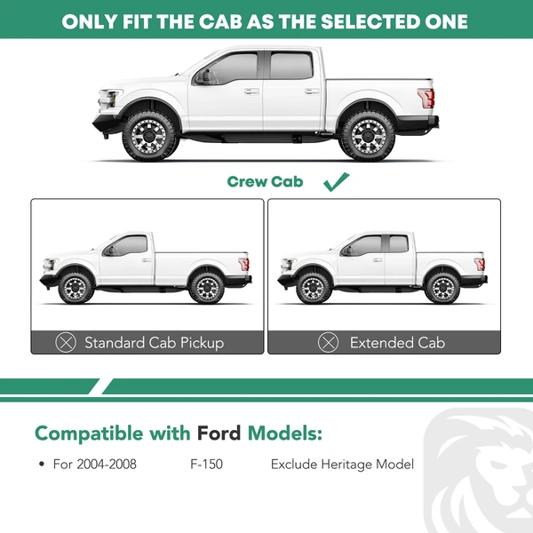 4 Inch Black Steel Oval Straight Side Step Bars for 2004-2008 Ford F-150