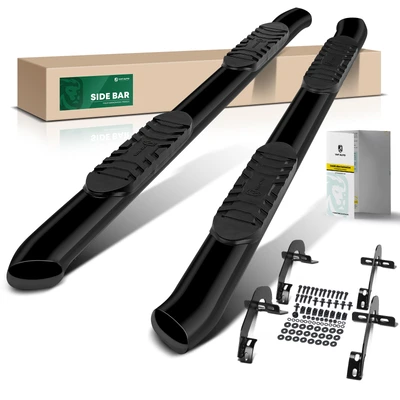 5 Inch Black Steel Oval Bent End Side Step Bars