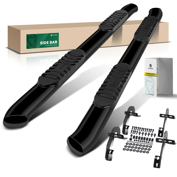 5 Inch Black Steel Oval Bent End Side Step Bars for 2004-2008 Ford F-150