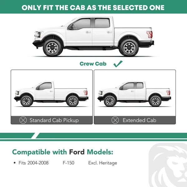 5 Inch Black Steel Oval Bent End Side Step Bars for 2004-2008 Ford F-150