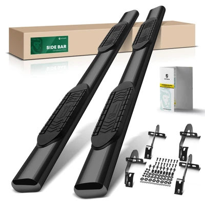 6 Inch Black Steel Oval Straight Side Steps Bars