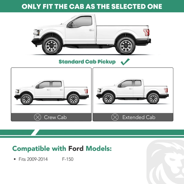 5 Inch Black Steel Oval Straight Side Step Bars for 2009-2014 Ford F-150