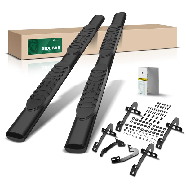 5 Inch Black Steel Oval Side Step Bars for Ford F-150 09-14 Super Crew Crew Cab