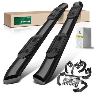 6 Inch Black Steel Oval Bent End Side Step Bars
