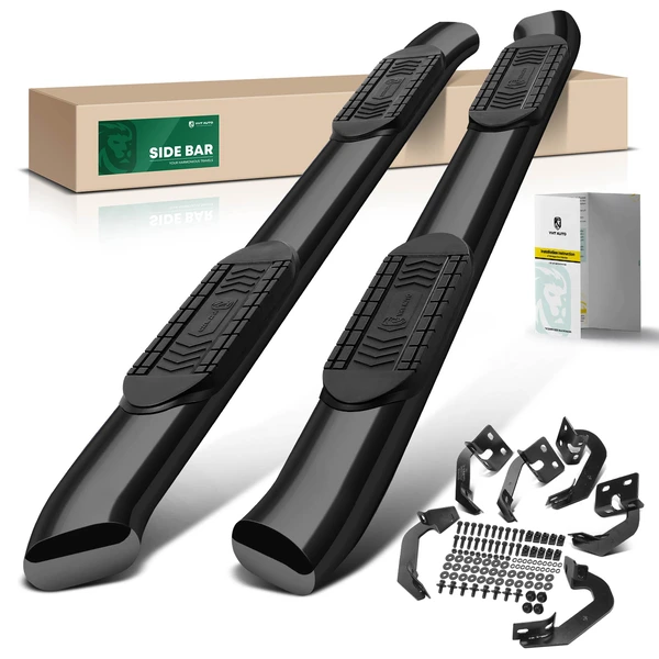 6 Inch Black Steel Oval Bent End Side Step Bars for 2009-2014 Ford F-150