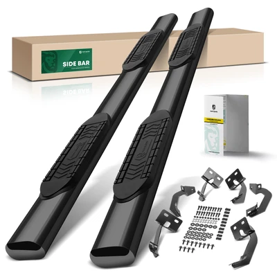 6 Inch Black Steel Oval Side Step Nerf Bars