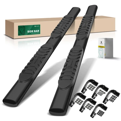 5 Inch Black Steel Oval Straight Side Step Bars