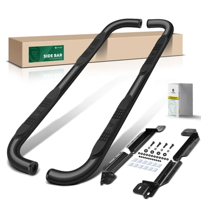 3 Inch Black Steel Round 90-Degree Bent Ends Side Step Bars