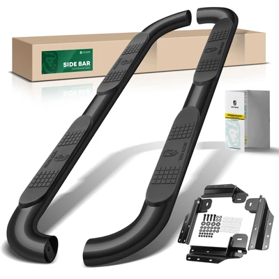 4 Inch Black Steel Oval 90 Degree Bent End Side Step Bars