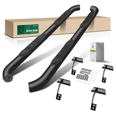3 Inch Black Steel Round Side Step Bars