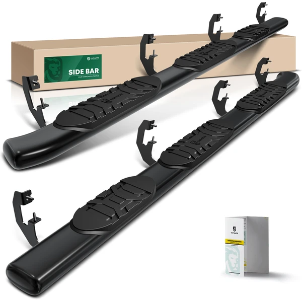 5 Inch Black Steel Oval Side Step Nerf Bars for 2015-2024 Ford F-150