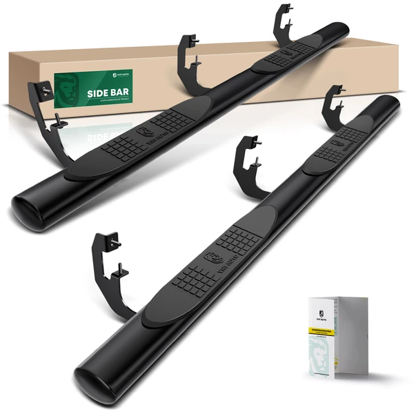 4 Inch Black Steel Oval Straight Side Step Bars for 2015-2024 Ford F-150