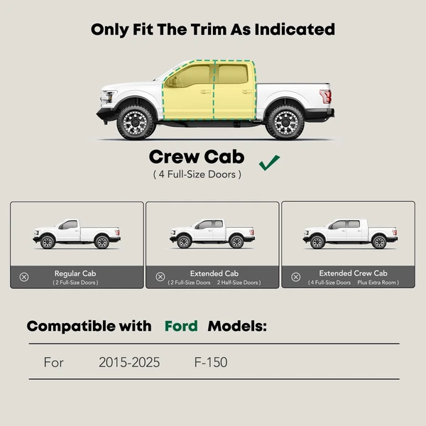 4 Inch Black Steel Oval Straight Side Step Bars for 2015-2024 Ford F-150