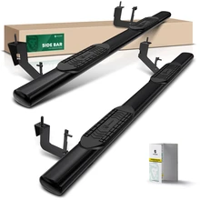 6 Inch Black Steel Oval Straight Side Steps Bars for 2015-2024 Ford F-150