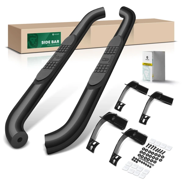 3 Inch Black Steel Round Side Step Bars for Ford F-150 2015-2024 Standard Cab Pickup