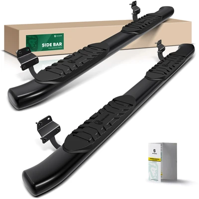 5 Inch Black Steel Oval Bent End Side Step Bars