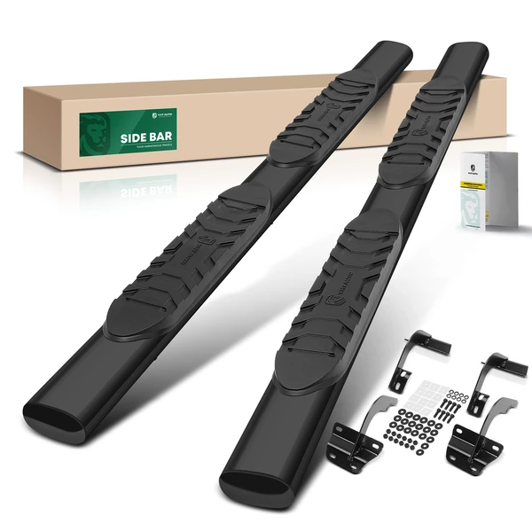 5 Inch Black Steel Oval Straight Side Step Bars for 2015-2023 Ford F-150