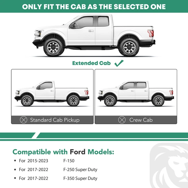 5 Inch Black Steel Oval Straight Side Step Bars for 2015-2023 Ford F-150