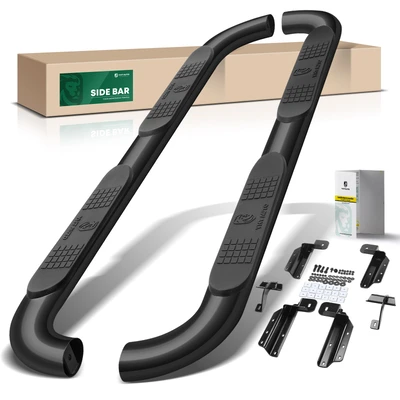 4 Inch Black Steel Oval Side Step Bars