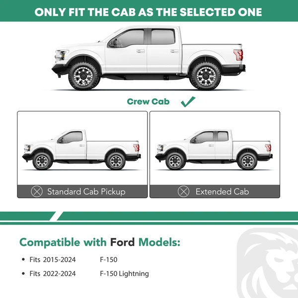 6 Inch Black Steel Oval Straight Side Steps Bars for 2022-2024 Ford F-150 Lightning