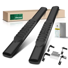 5 Inch Black Steel Oval Straight Side Step Bars for 2015-2023 Ford F-150