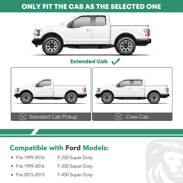 6 Inch Black Steel Oval Nerf Bar Side Bars for Ford F-250 Super Duty Extended Cab