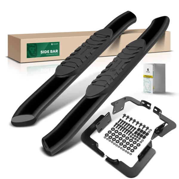 5 Inch Black Steel Oval Bent End Side Step Bars for Ford F-250 Super Duty Regular Cab