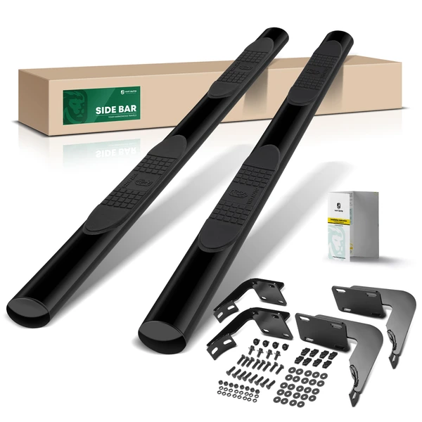 4 Inch Black Steel Oval Straight Side Step Bars for 1999-2003 Ford F-450 Super Duty