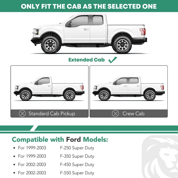 4 Inch Black Steel Oval Straight Side Step Bars for 2002-2003 Ford F-550 Super Duty