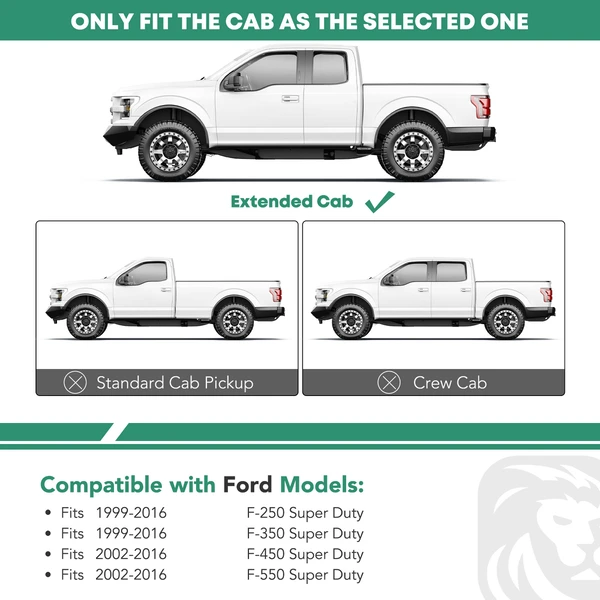 5 Inch Black Steel Oval Straight Side Step Bars for 2002-2016 Ford F-550 Super Duty