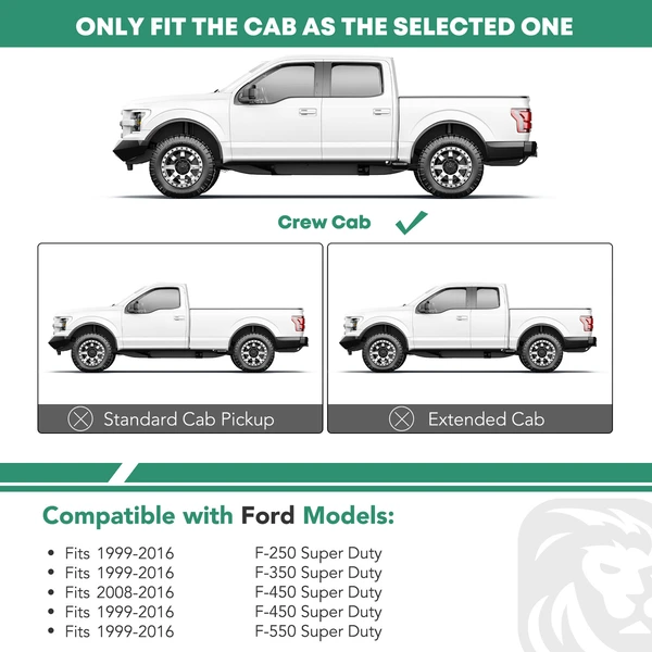 5 Inch Black Steel Oval Side Step Nerf Bars for 1999-2016 Ford F-350 Super Duty