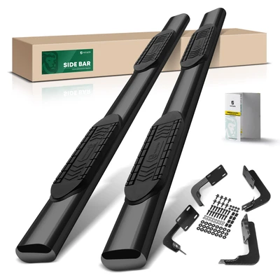 6 Inch Black Steel Oval Straight Side Steps Bars