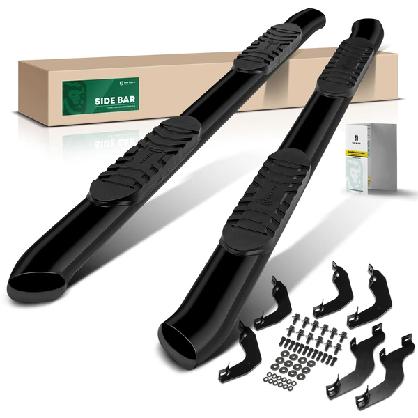 5 Inch Black Steel Oval Bent End Side Step Bars for Ford Ranger 2019-2024