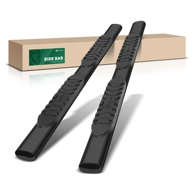 5 Inch Black Steel Oval Straight Side Step Bars