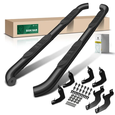 3 Inch Black Steel Round Side Step Bars