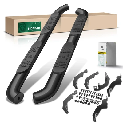 4 Inch Black Steel Oval Bent End Side Step Bars