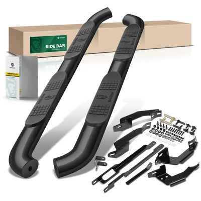 4 Inch Black Steel Oval Bent End Side Step Bars