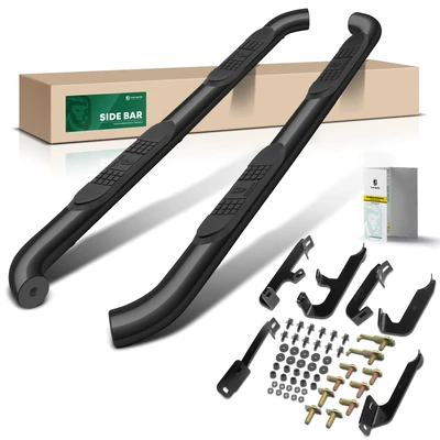3 Inch Black Steel Round Side Step Bars