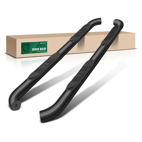 3 Inch Black Steel Round Side Step Bars for Ford Ranger 2019-2024 SuperCrew