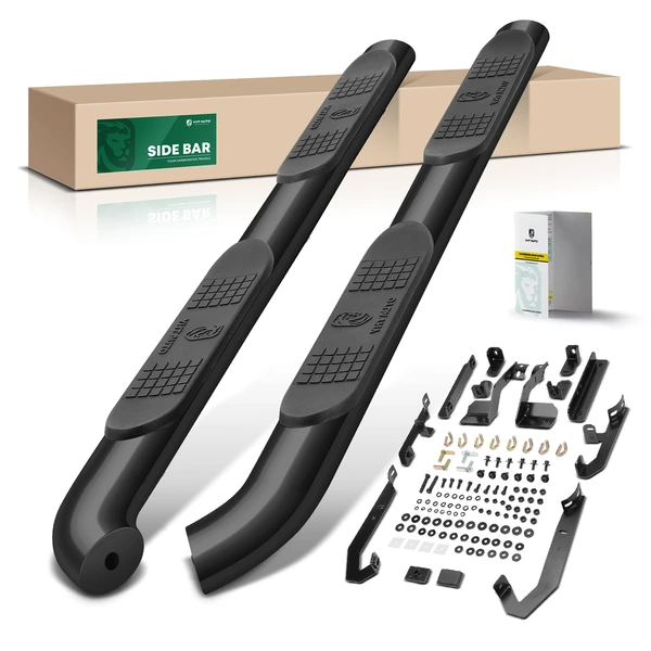 4 Inch Black Steel Oval Bent End Side Step Bars for 2021-2023 Ford Bronco Sport