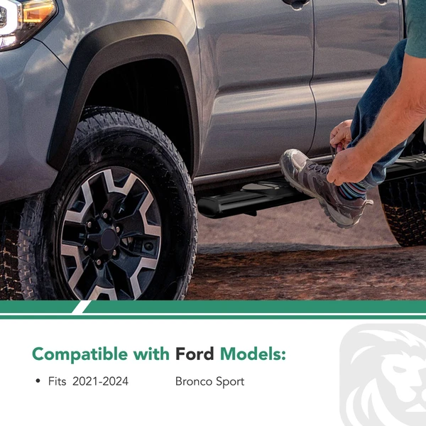 5 Inch Black Steel Oval Side Step Bars  for 2021-2024 Ford Bronco Sport